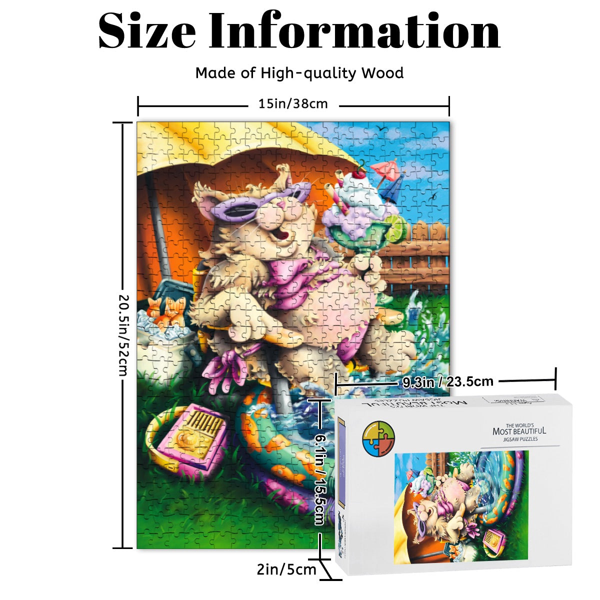 Pool Side Kitty Wooden Jigsaw Puzzles 500 pcs
