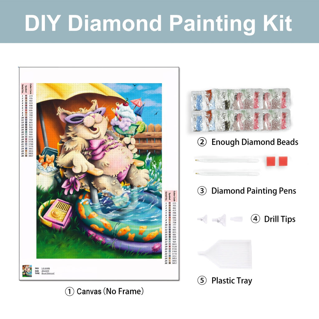 Splash Splash Kitty Cat Diamond Painting Kit