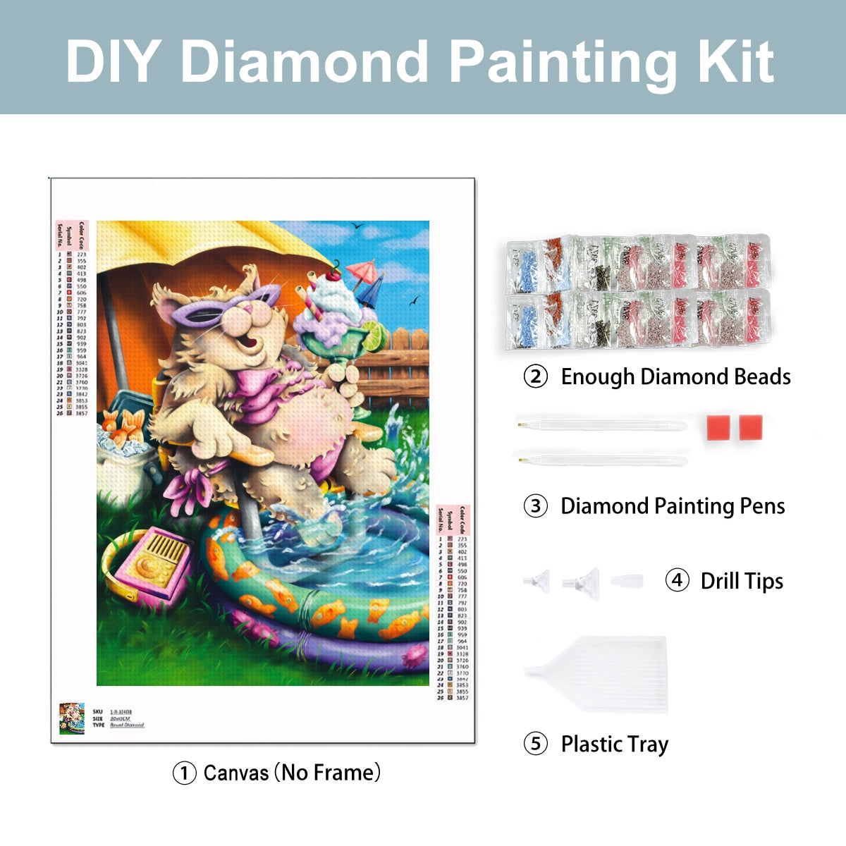Splash Splash Kitty Cat Diamond Painting Kit