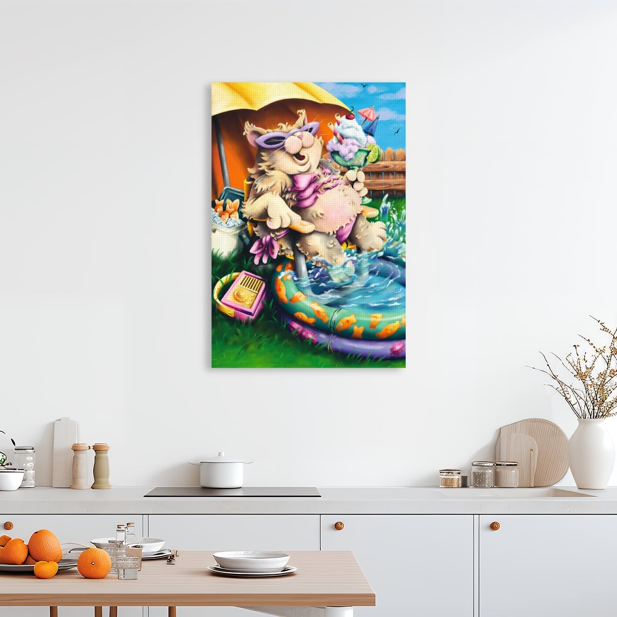 Poolside Kitty DIY Diamond Painting no Frame (5:7)