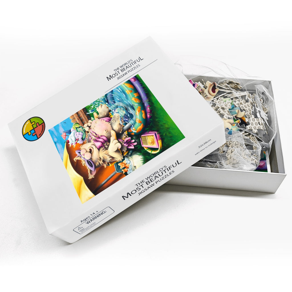 Pool Side Kitty Wooden Jigsaw Puzzles 500 pcs