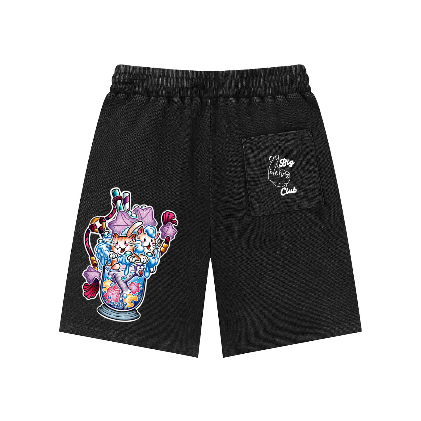 Prrrrrrfect Parfait Kitties Mineral Wash Waffle Knit Shorts