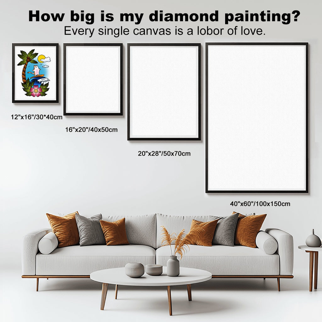 Surf Cat DIY Diamond Painting no Frame (3:4)