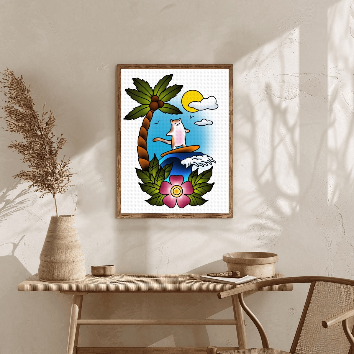 Surf Cat DIY Diamond Painting no Frame (3:4)