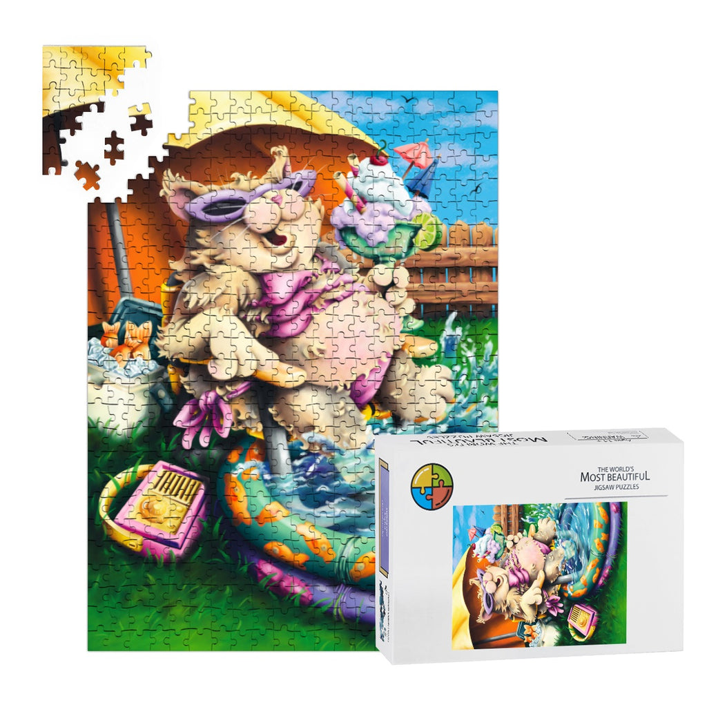 Pool Side Kitty Wooden Jigsaw Puzzles 500 pcs