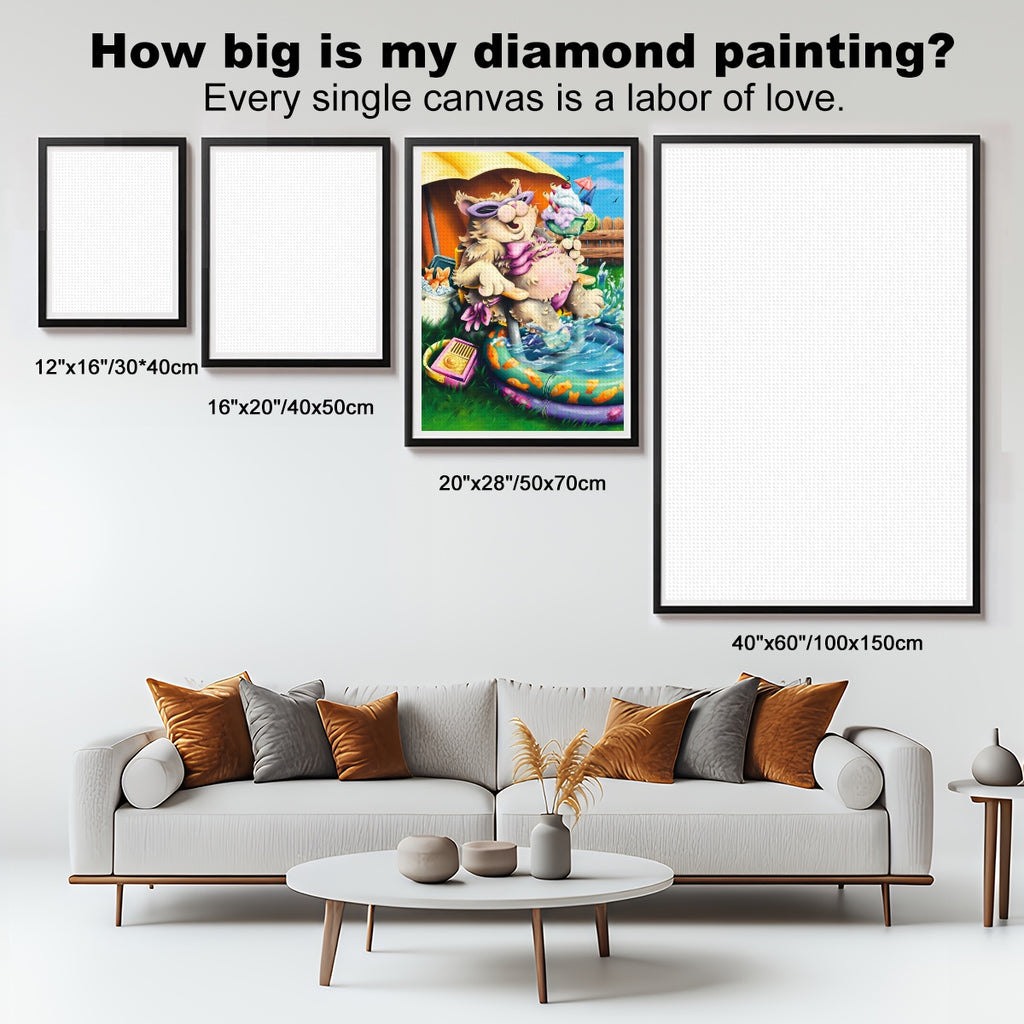 Splash Splash Kitty Cat Diamond Painting Kit