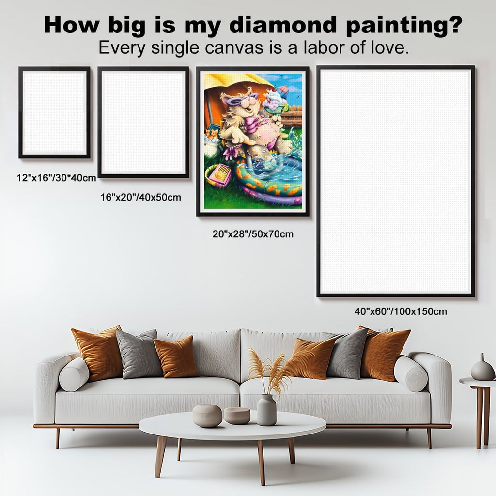 Poolside Kitty DIY Diamond Painting no Frame (5:7)