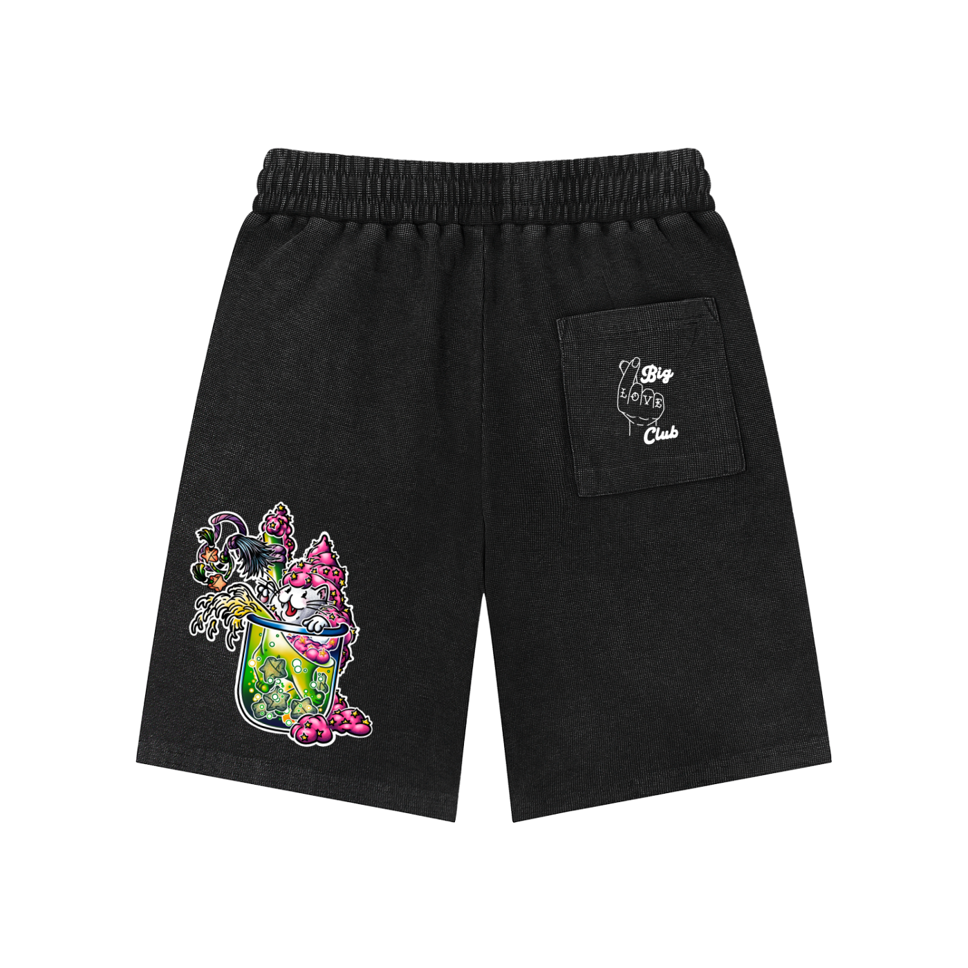 Boba Kitty Mineral Wash Waffle Knit Shorts