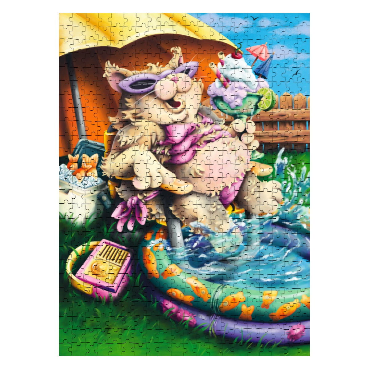 Pool Side Kitty Wooden Jigsaw Puzzles 500 pcs
