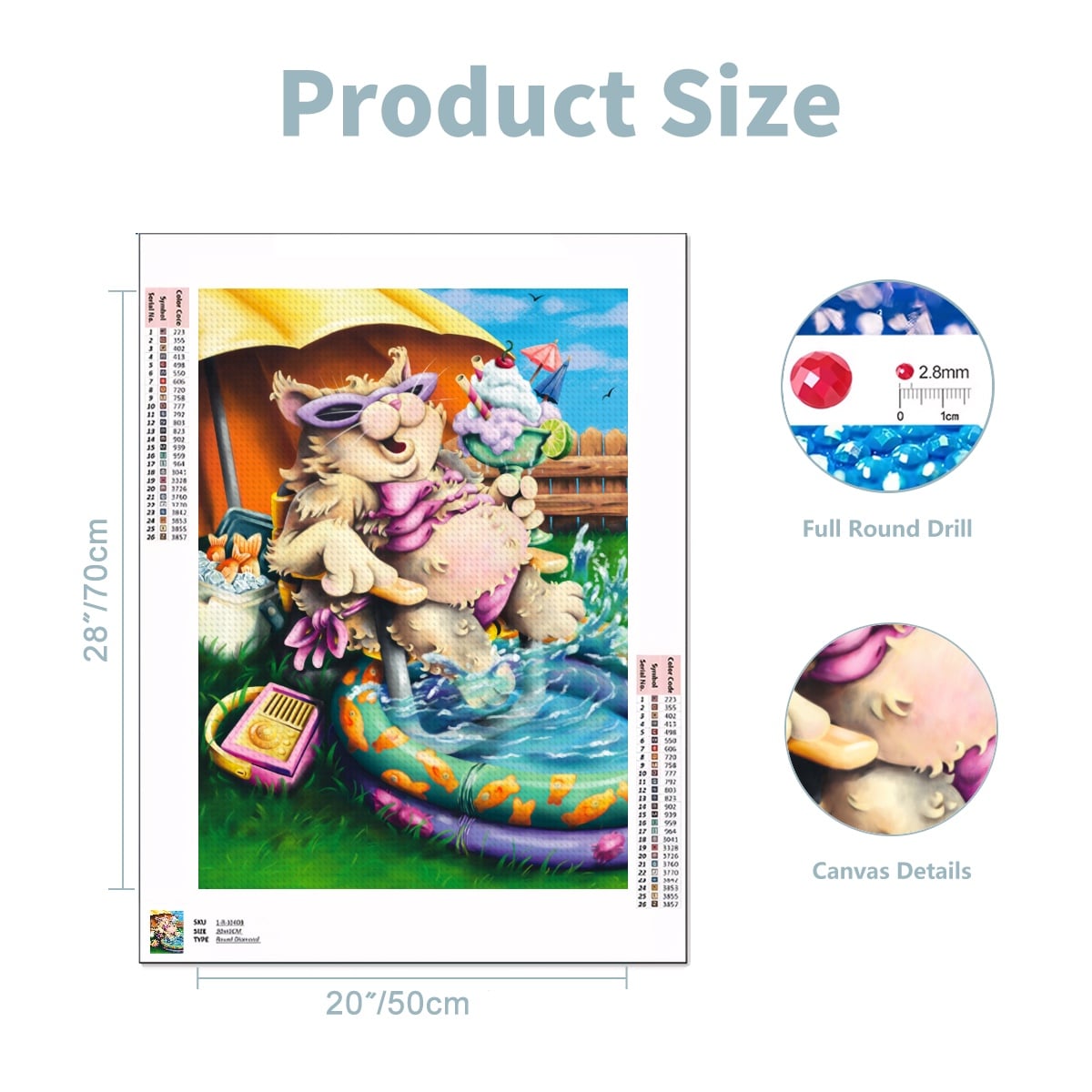Poolside Kitty DIY Diamond Painting no Frame (5:7)