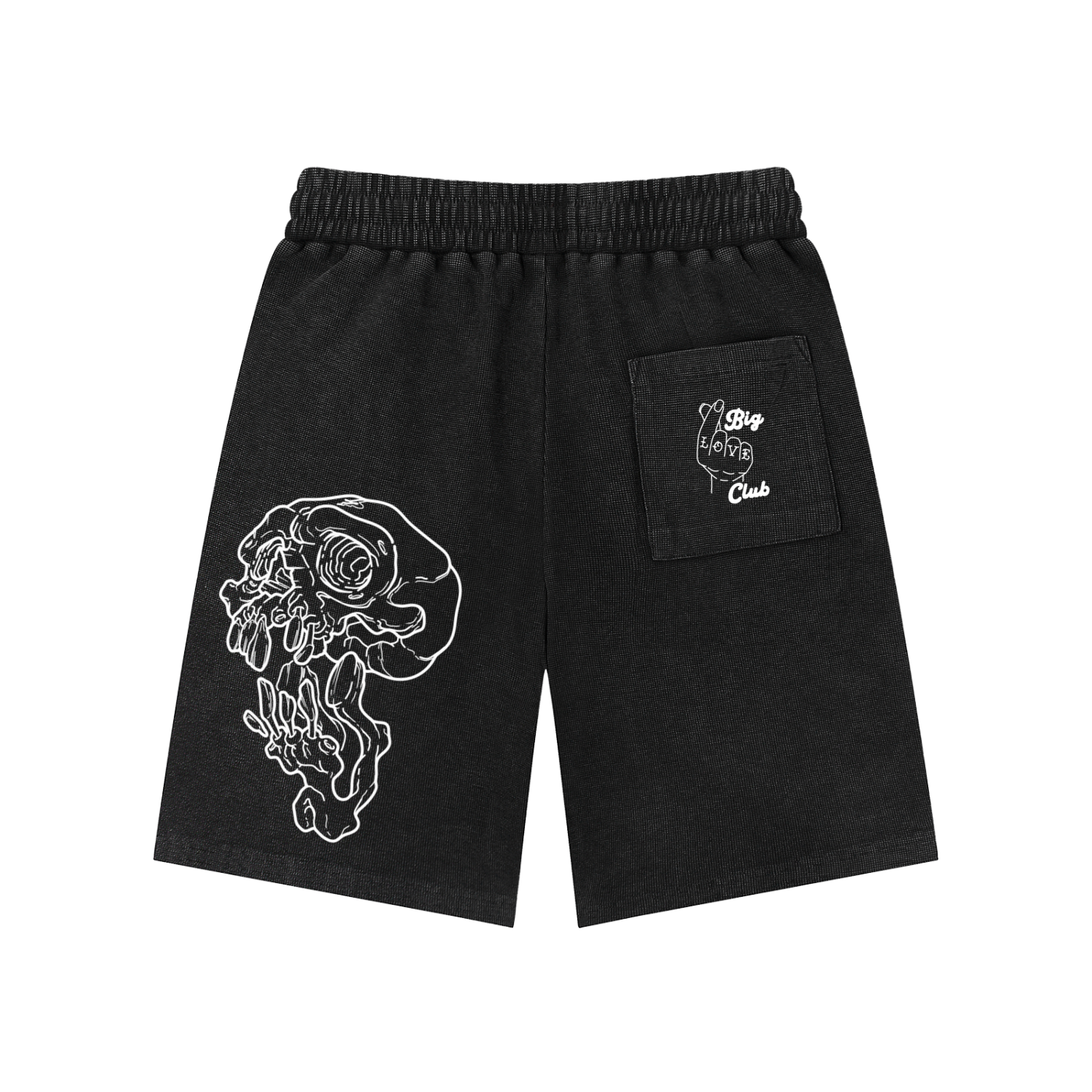 Screaming Skull Mineral Wash Waffle Knit Shorts