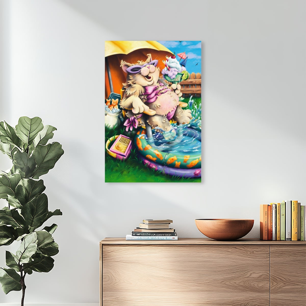 Poolside Kitty DIY Diamond Painting no Frame (5:7)