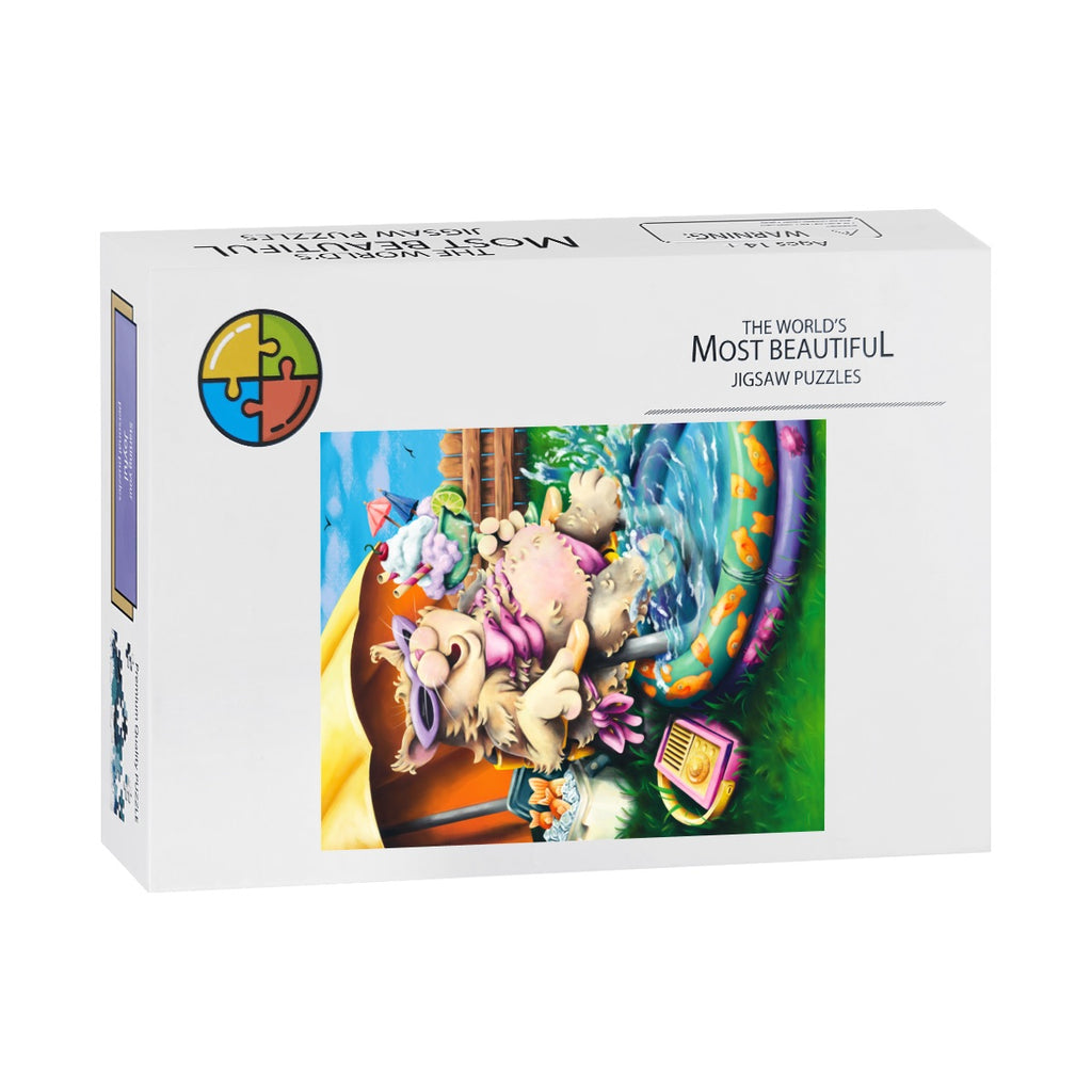 Pool Side Kitty Wooden Jigsaw Puzzles 500 pcs
