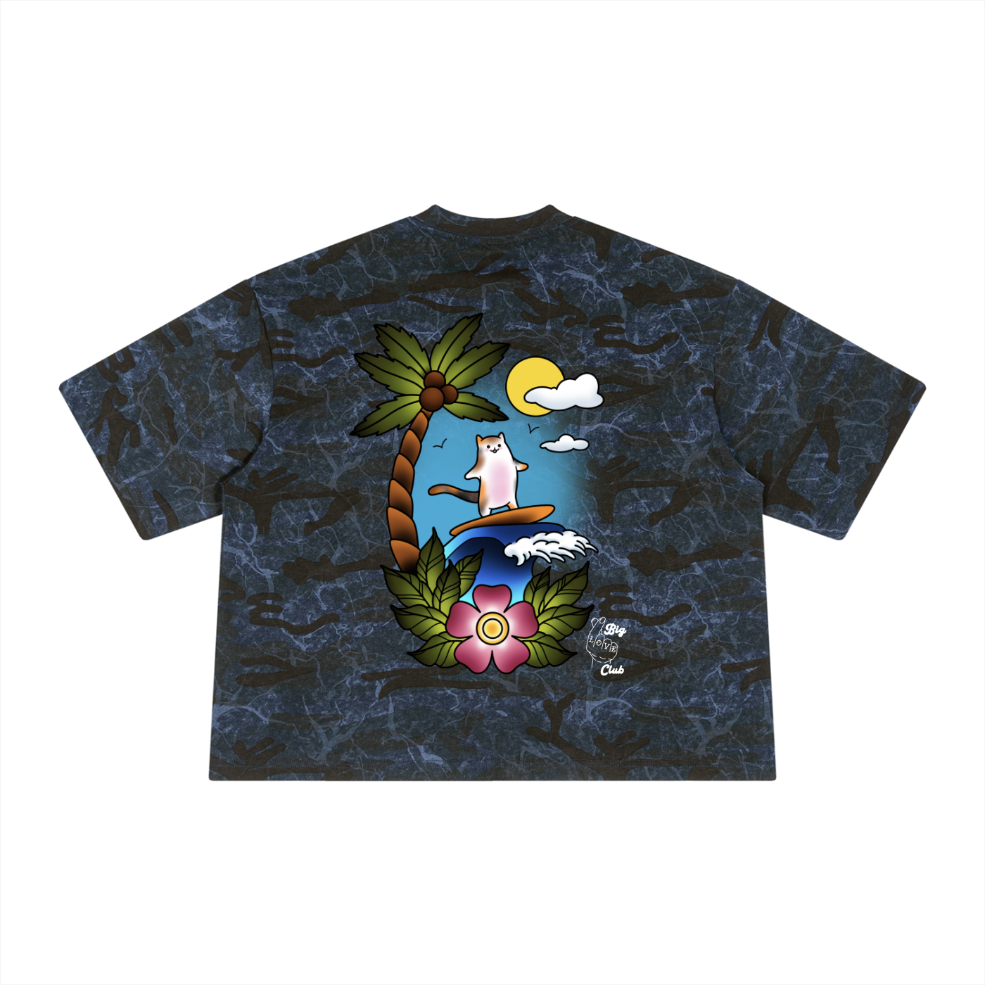 Surf Cat Camo Print T-Shirt