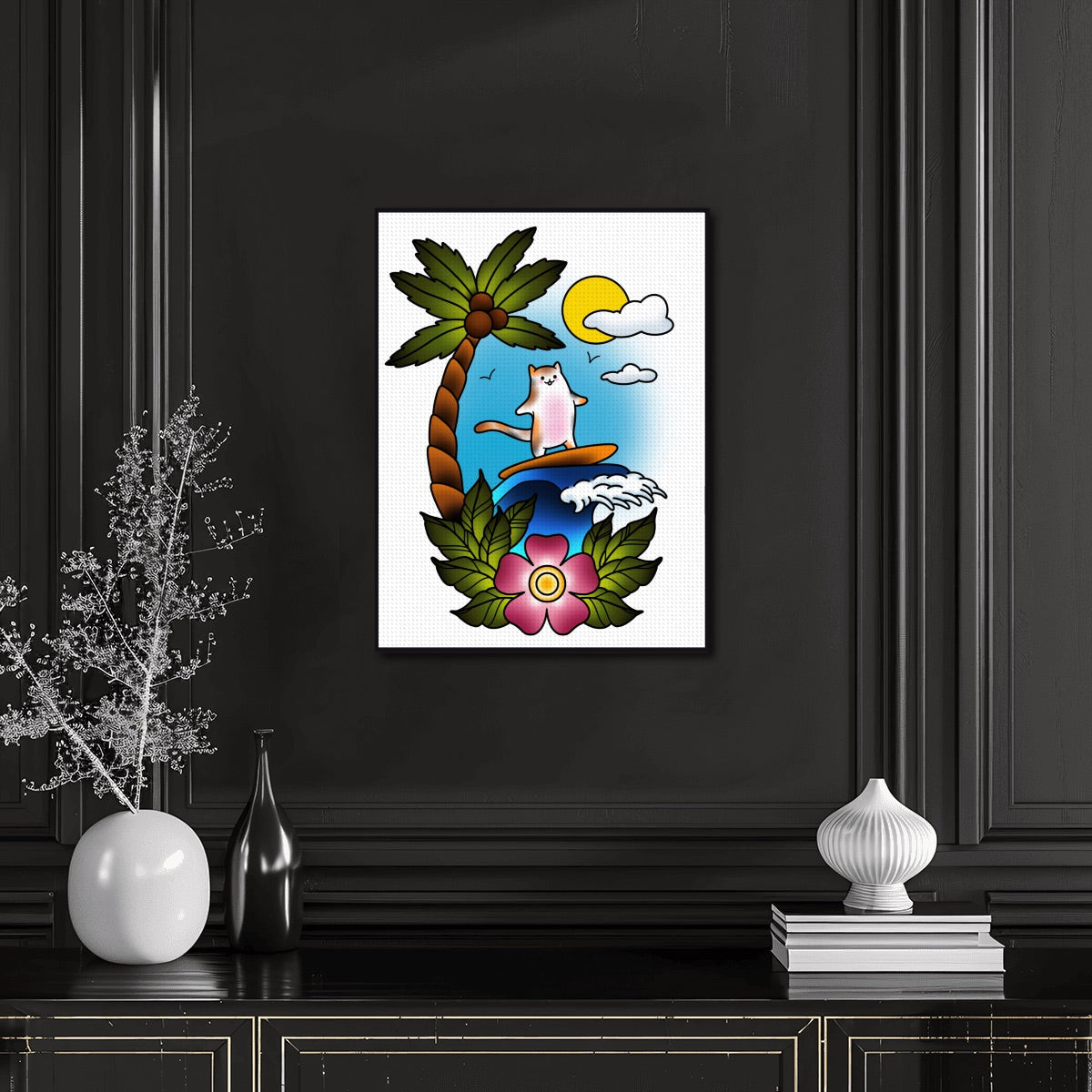 Surf Cat DIY Diamond Painting no Frame (3:4)